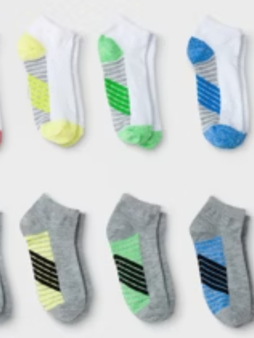 Boys Low-Cut Athletic Socks – Green/Blue/Yellow Accent
